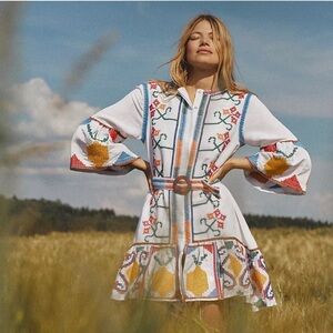 FARM Rio White Floral Jimena Embroidered Mini Dress